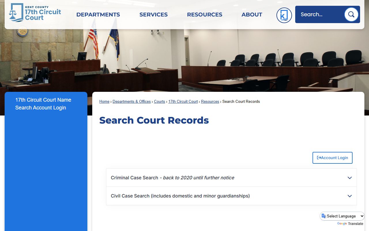 Access Kent name search portal for Kent County divorce decree records