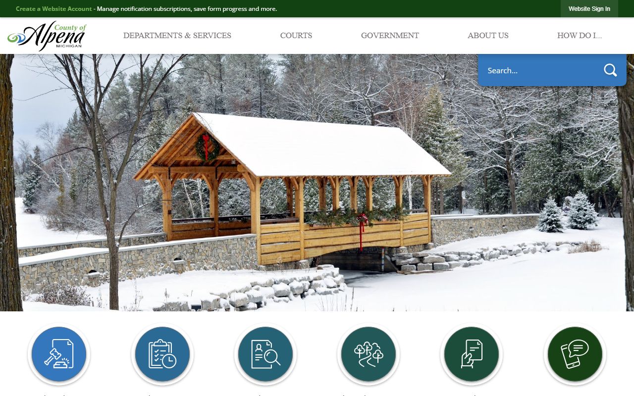 Alpena County main website for divorce decree records and clerk services