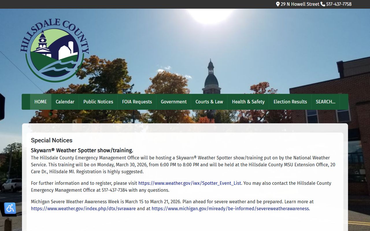 Hillsdale County government website Michigan divorce decree records information