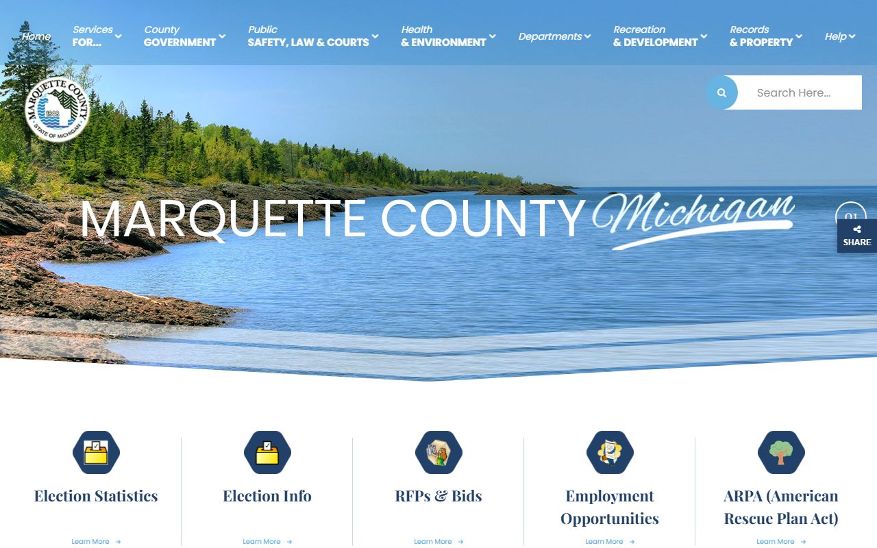 Marquette County official website showing divorce decree records and court contacts