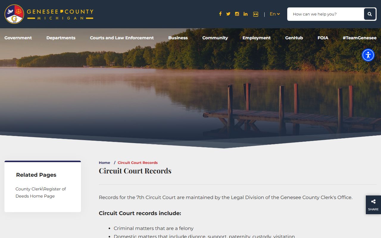 Genesee County online case search for divorce decree records Flint Michigan