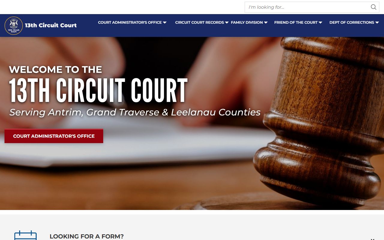 13th Circuit Court page for Antrim County divorce decree records