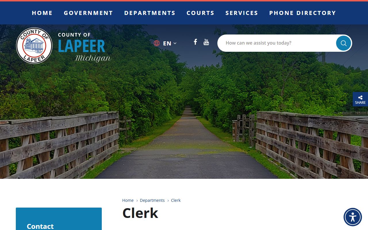 Lapeer County Clerk office page for accessing divorce decree records