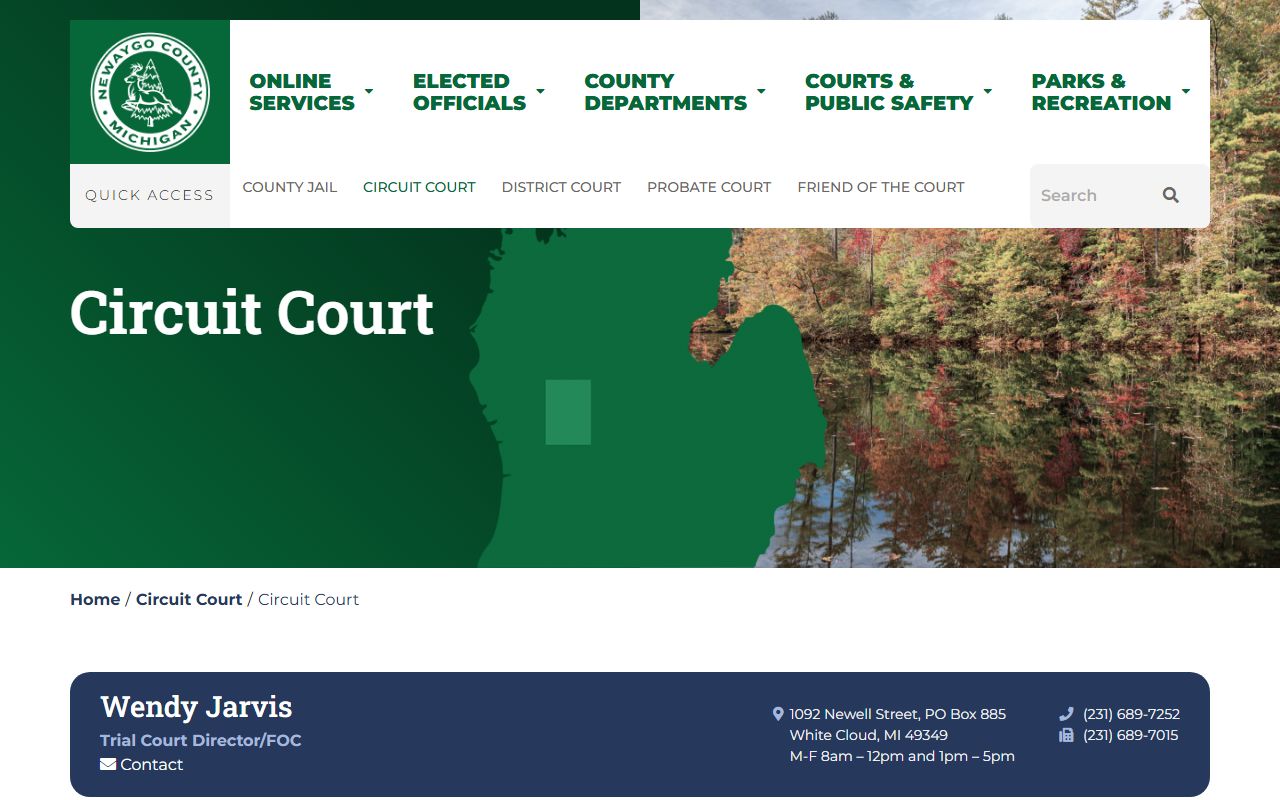 27th Circuit Court page on Newaygo County website for divorce decree records