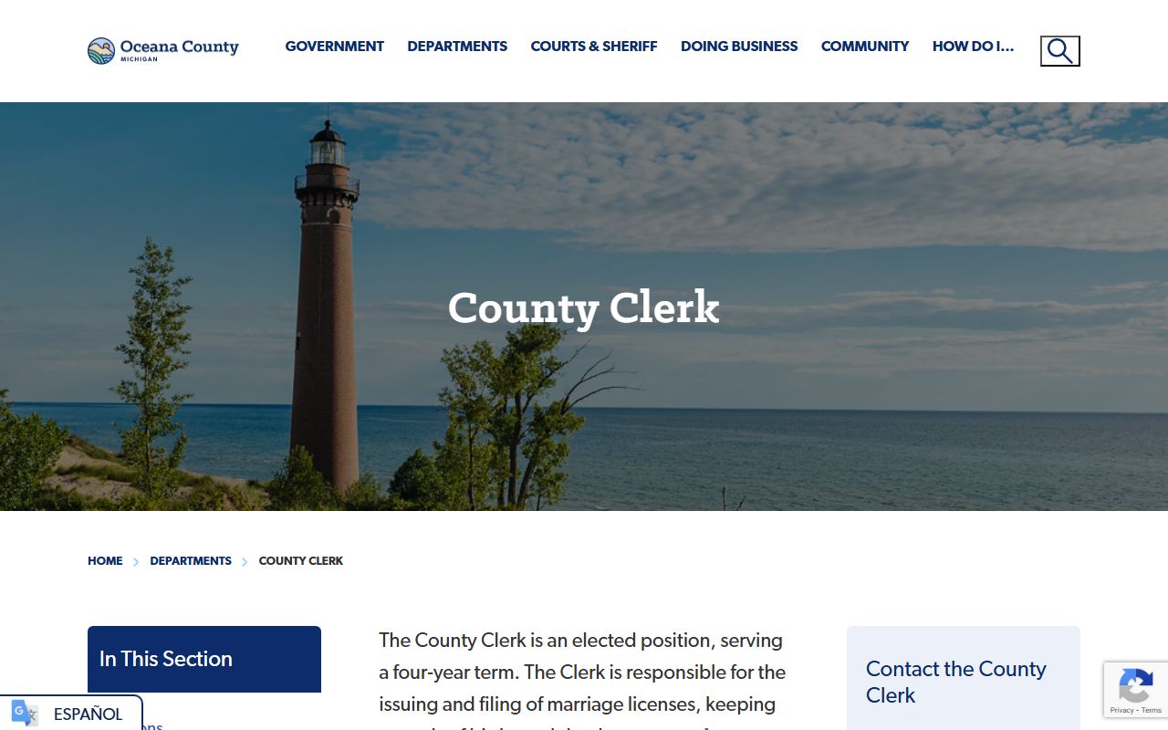 Oceana County Clerk page for divorce decree records and circuit court requests